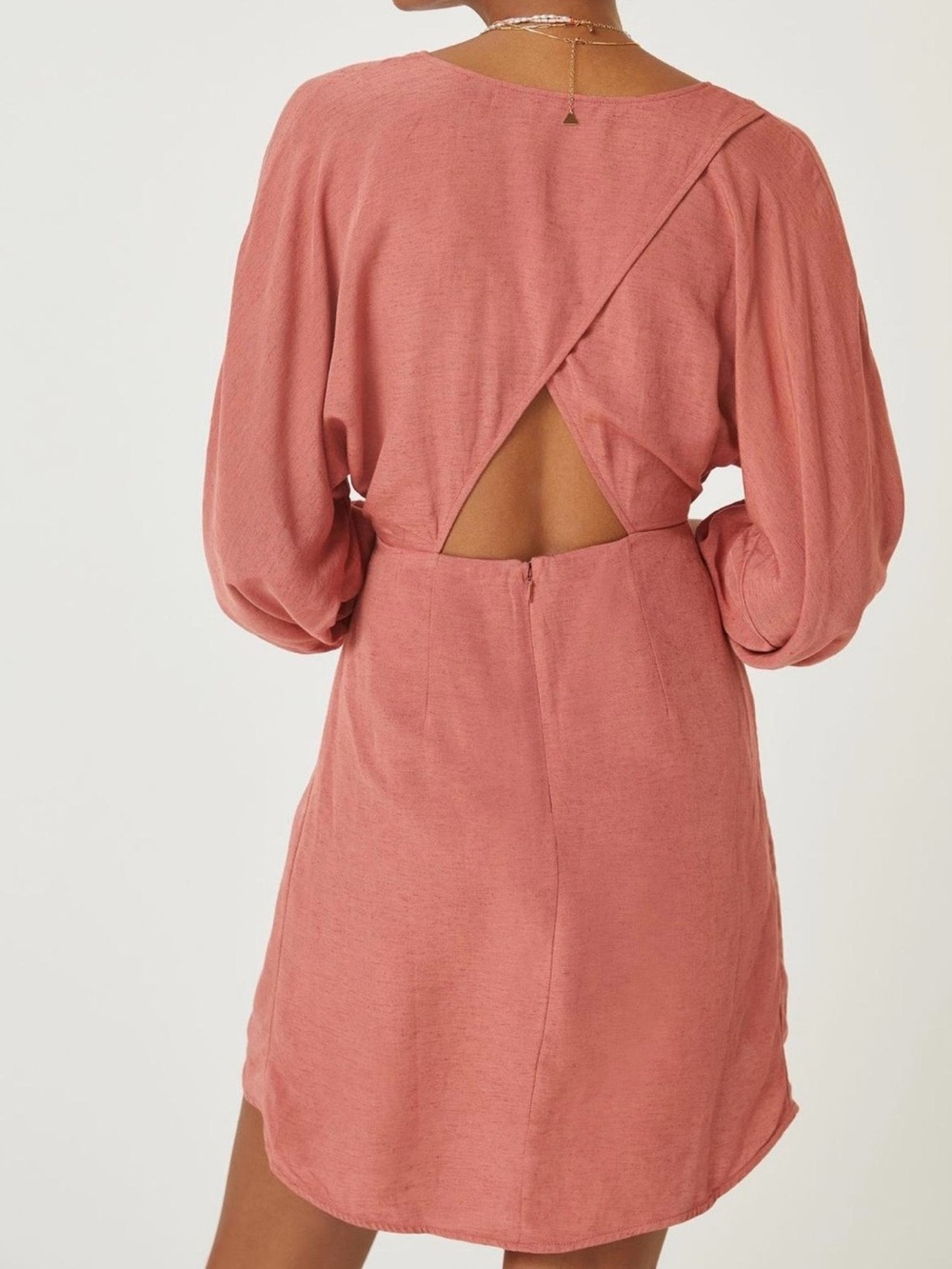 Women’s Coral Wrap Tie-Front Wrap Mini Dress - Picture 4 of 10